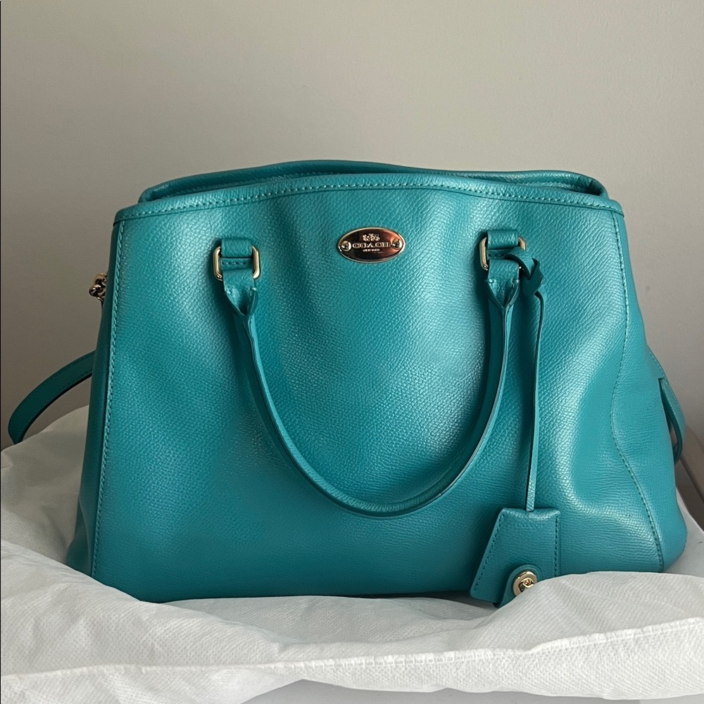 Coach Tiffany Blue Margot Carryall with Clochette Hang Tag